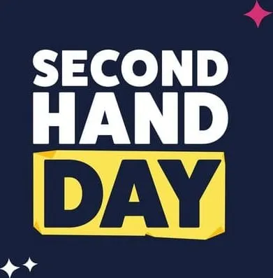 Logo Second Hand Day dunkelblau gelb weiss sterne